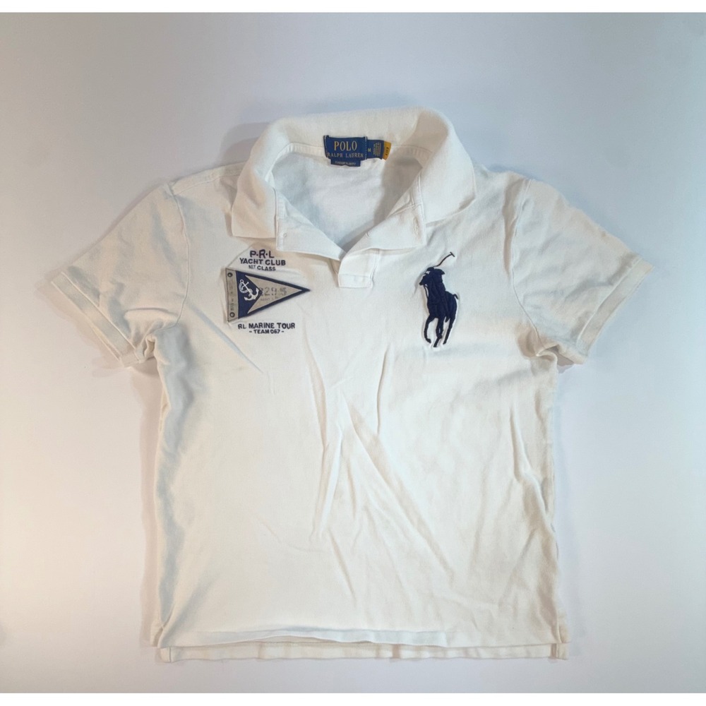 Polo Ralph Lauren Kids White Yacht Club Marine Tour Polo Shirt Medium M